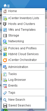 Home button and menu on Web Client 6.0